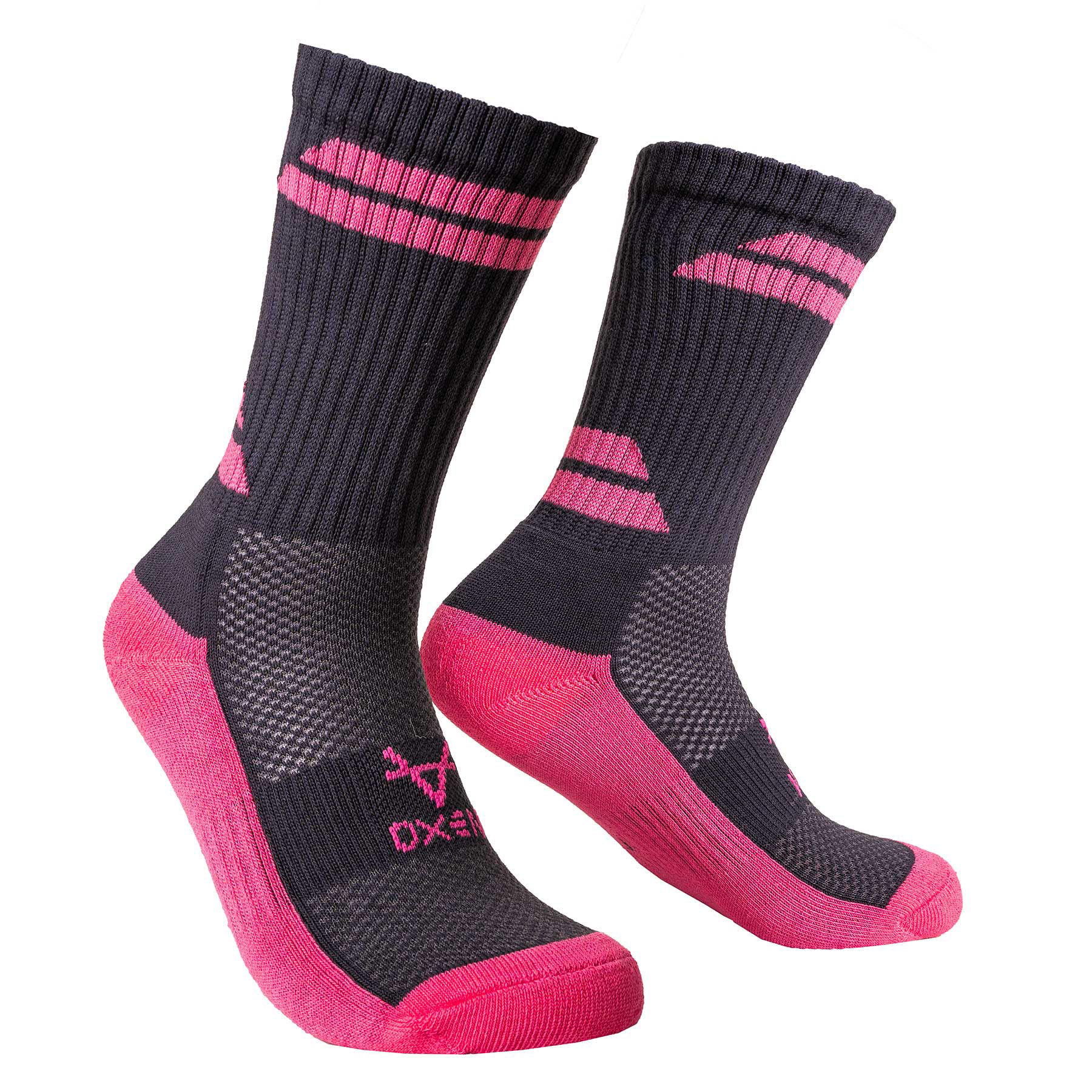 Oxen Contrast Crew Socks Charcoal/Pink - Elite Pro Sports
