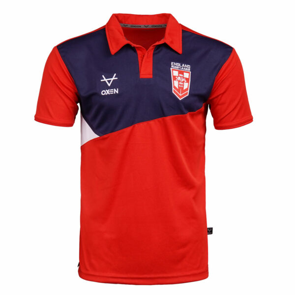 England RL Chest Panel Polo Red