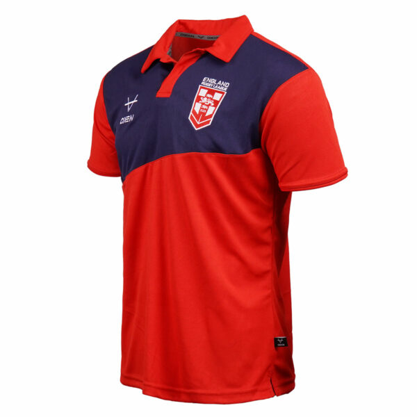 England RL Chest Panel Polo Red - Image 2