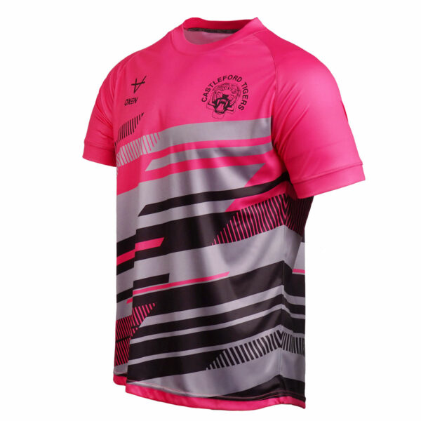 Castleford Tigers 2025 Away Print Tee Pink - Image 2